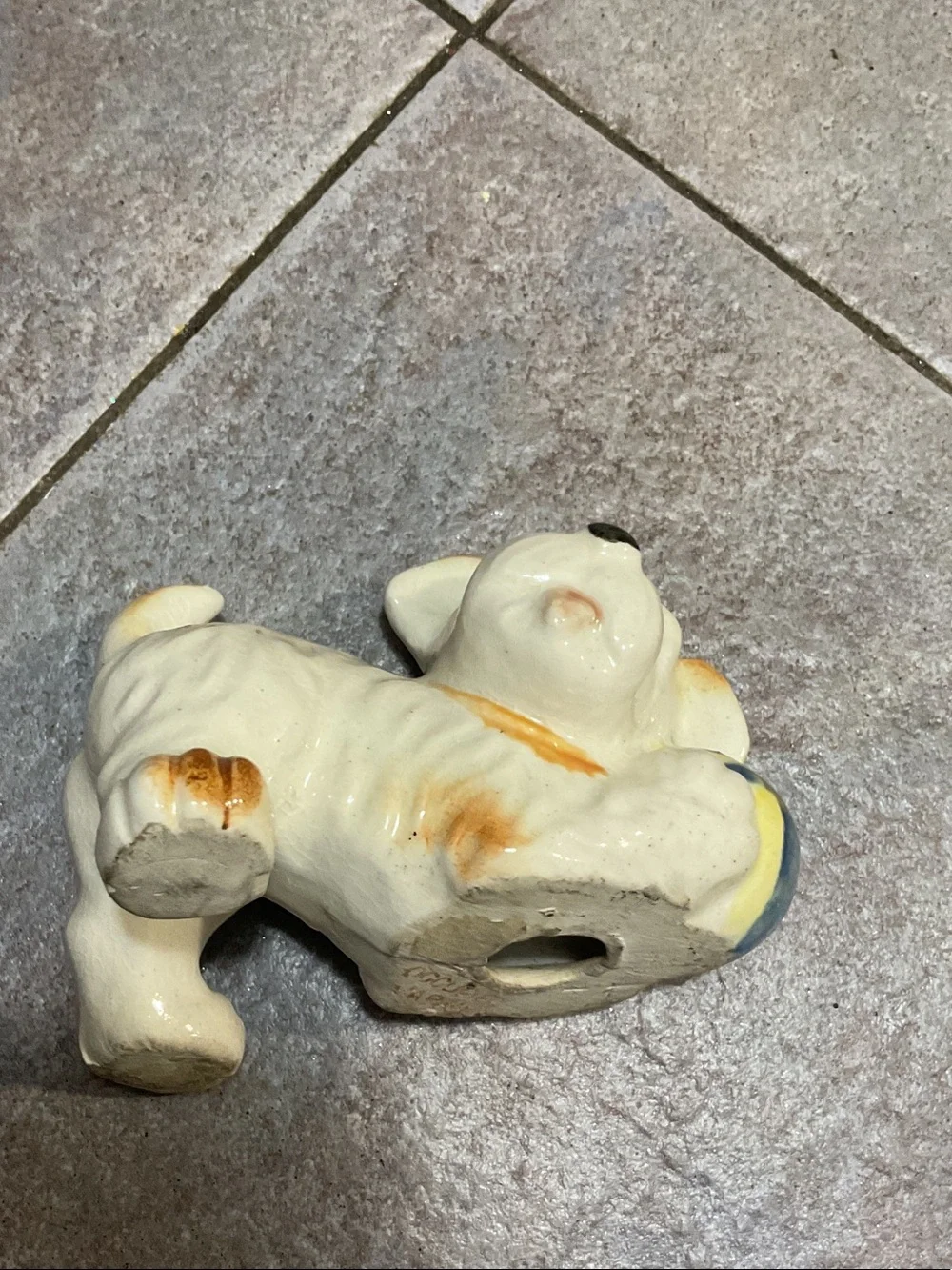 Ceramic Dog Figurine Pet Decor - Cream and Brown
